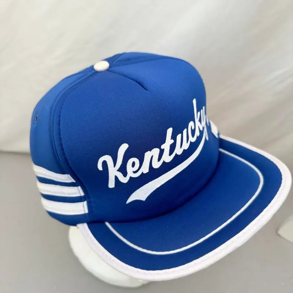 San Sun Vintage Kentucky Men's Baseball Blue & White Hat Retro UK Wildcats 80's